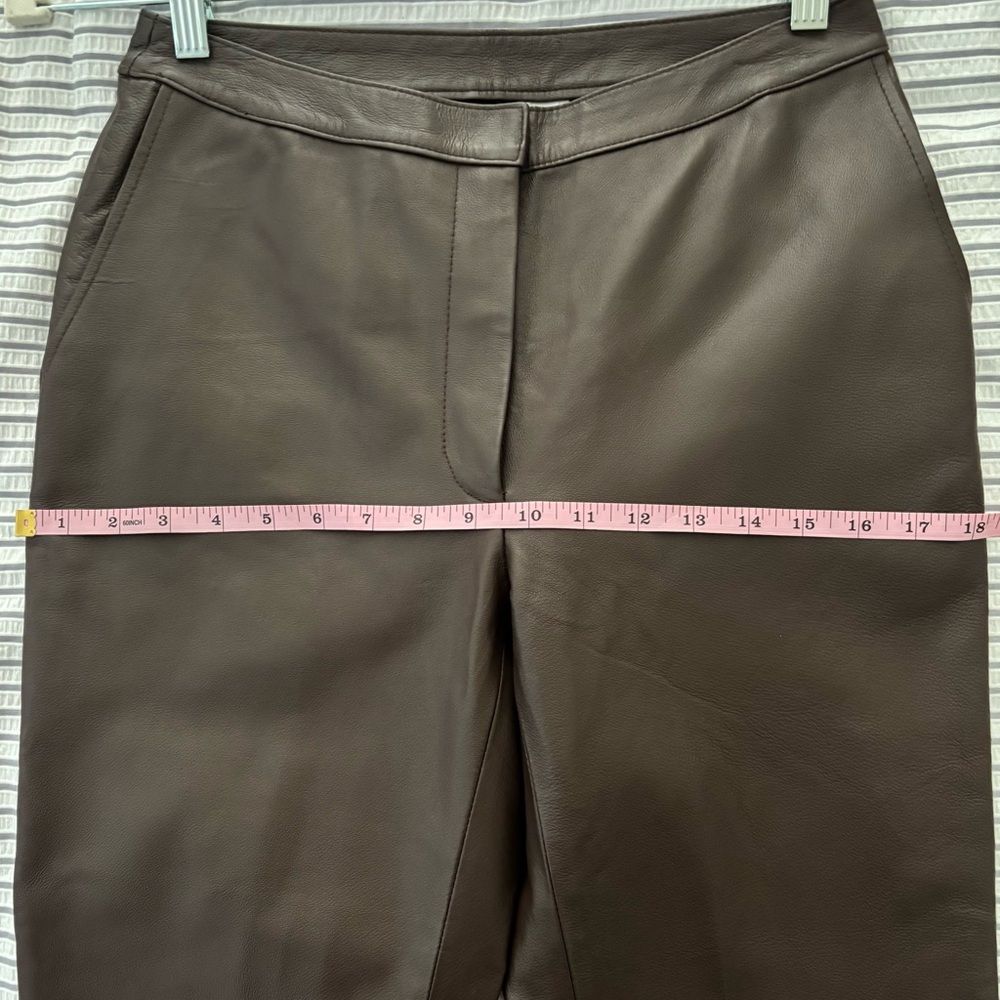 Vintage 100% Genuine Leather Chocolate Brown Bootcut Pants Size 6 - Picture 14 of 17
